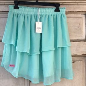 Simply Southern elastic waist lined layered Teal Skirt Size L NWT